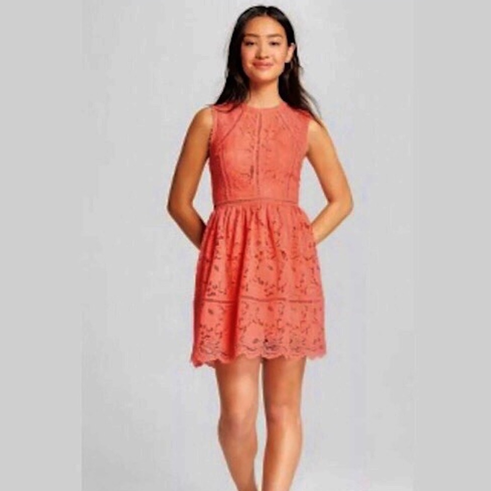 Coral lace dress
